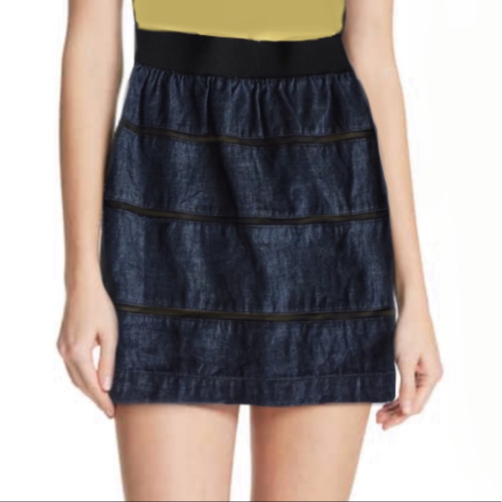 Jodi Arnold For Limited Denim Skirt W Mesh Panels